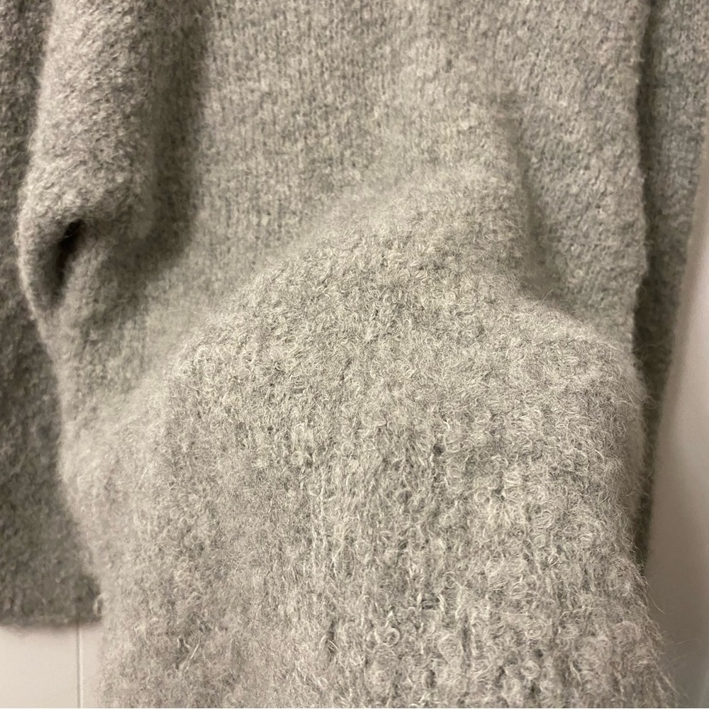 Lauren Manoogian Alpaca Hand Knit V Neck Sweater Grey Loomed Peru Slouchy Boxy - Picture 13 of 16